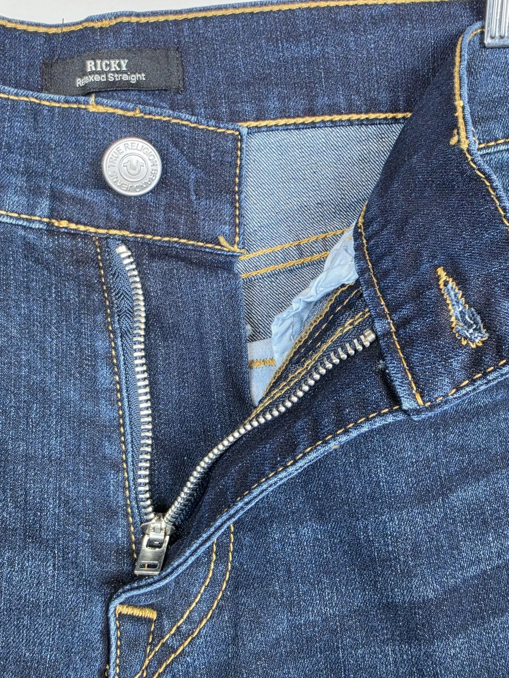 True Religion Ricky Relaxed Straight Jeans Men's 33x34 Dark Indigo Wash NWT